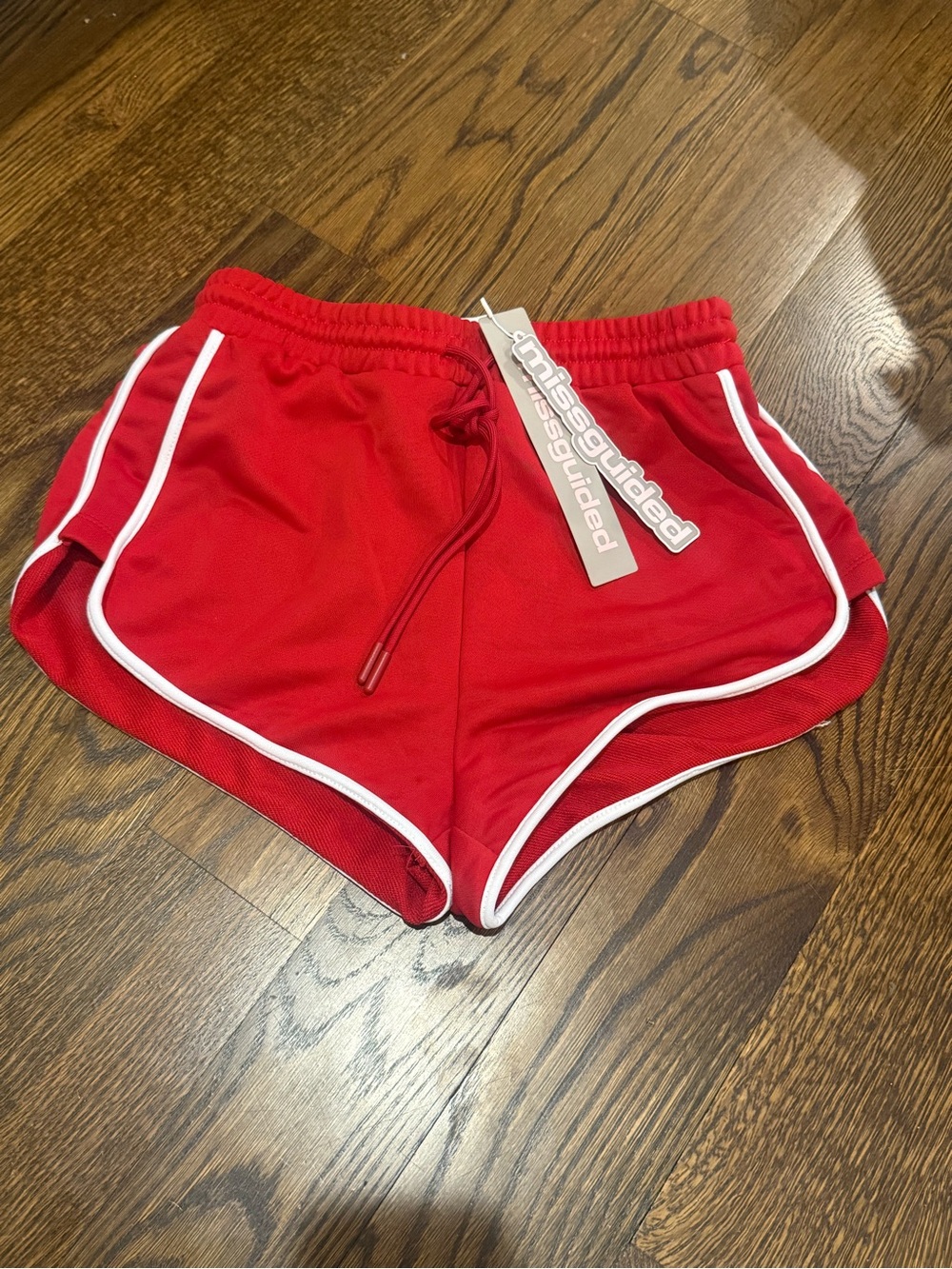 Missguided Red Athletic Shorts with White Trim